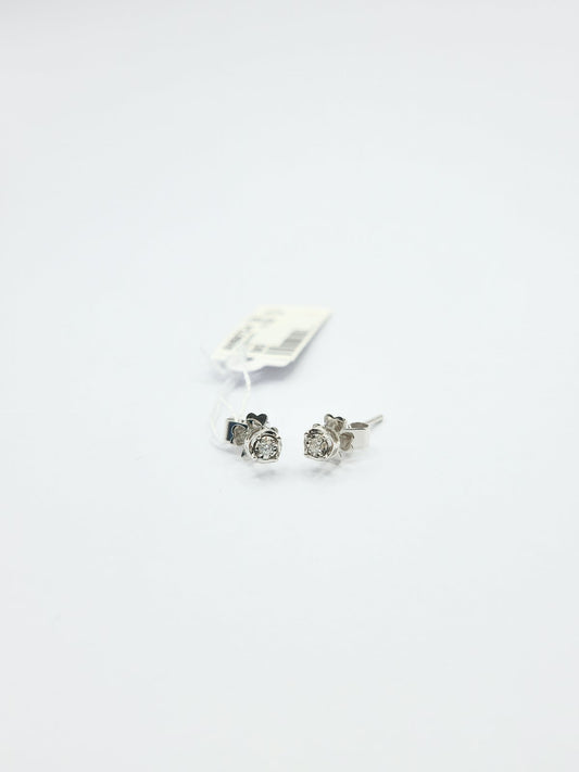 .06 CTW Stud Diamond Earrings 14K White Gold