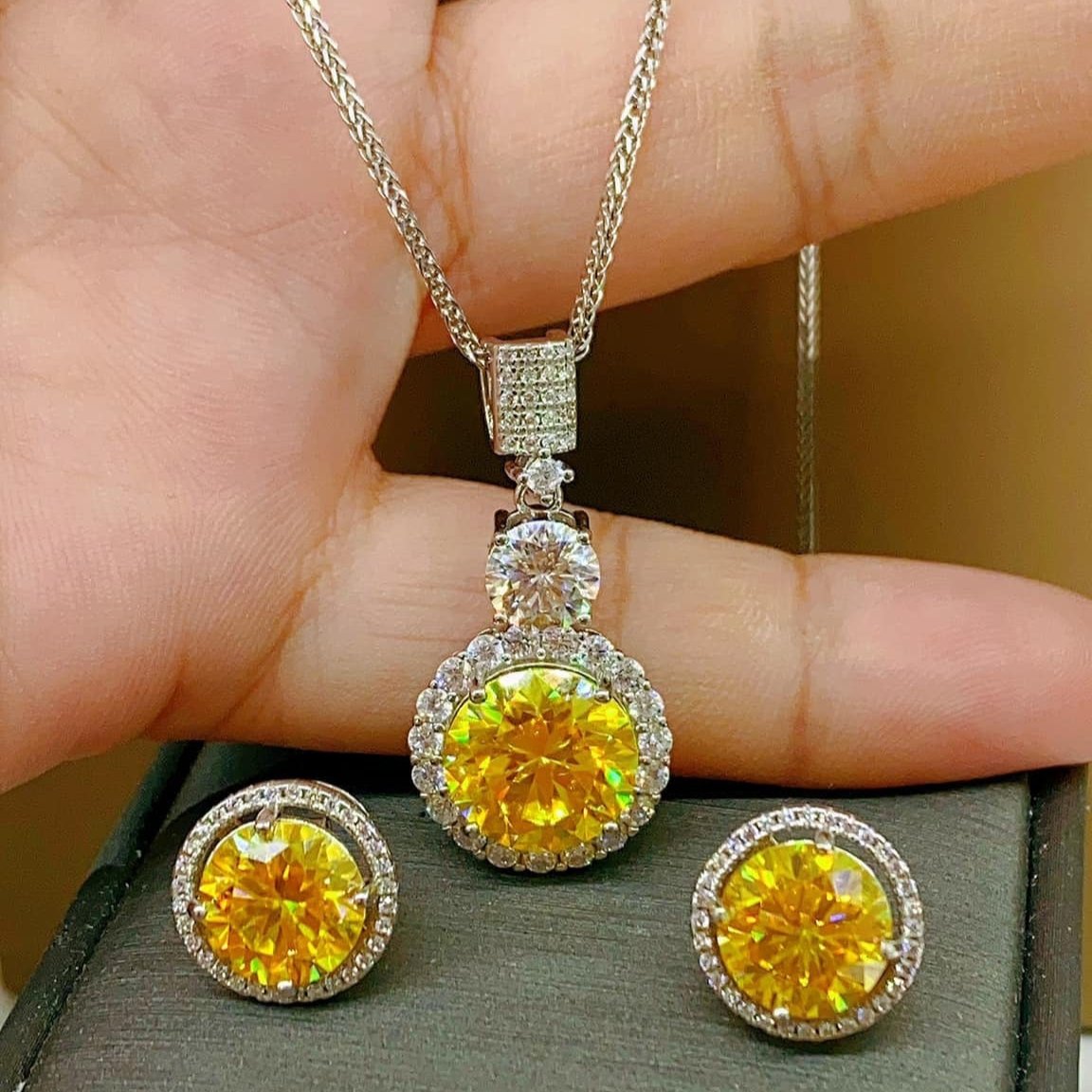 Yellow Moissanite Jewelry Set