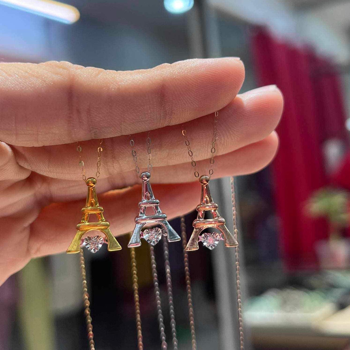 Eiffel Tower Women’s Diamond Necklace 18K Gold
