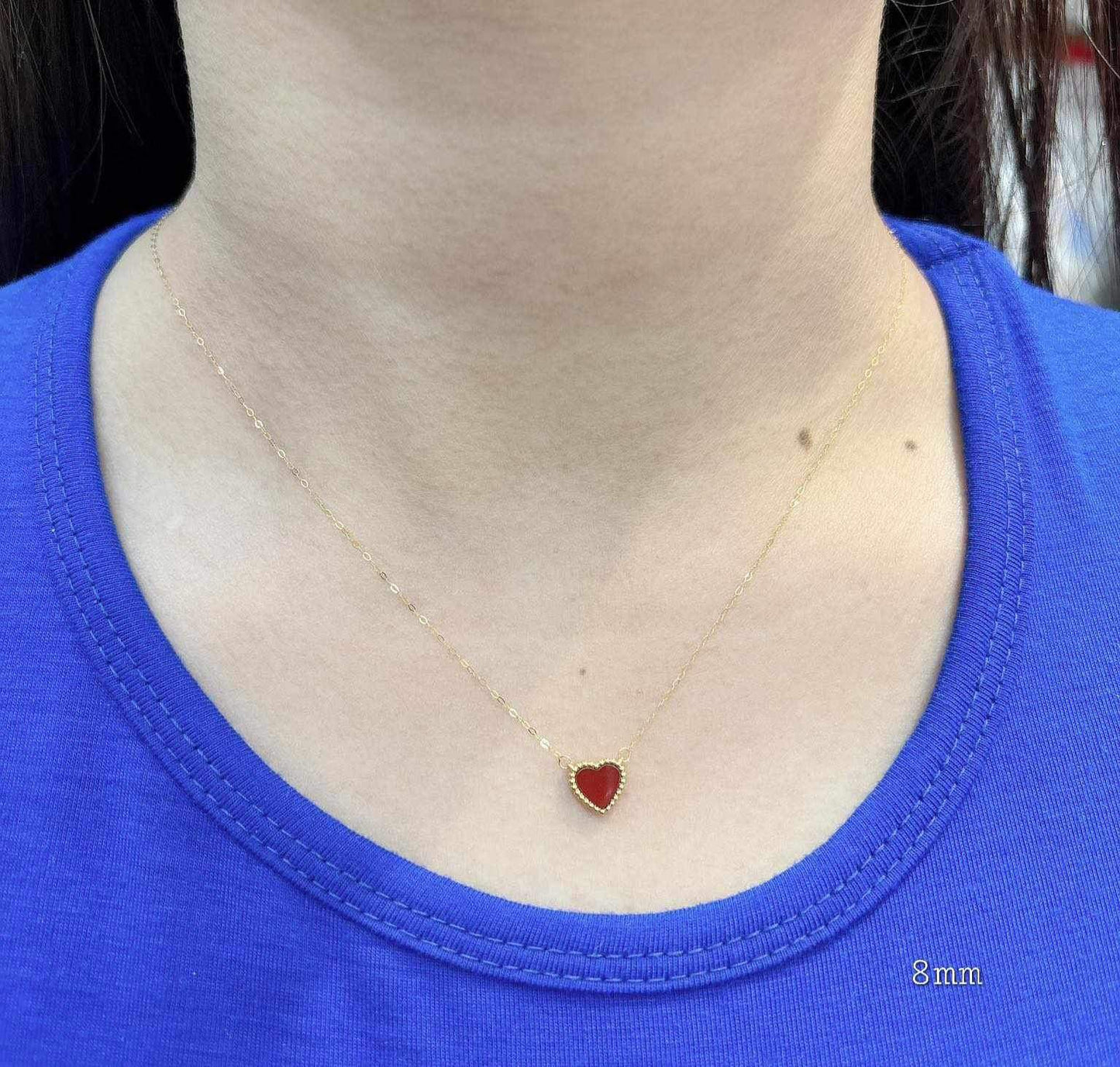 Crimson Red Heart Women’s Necklace 18K Gold