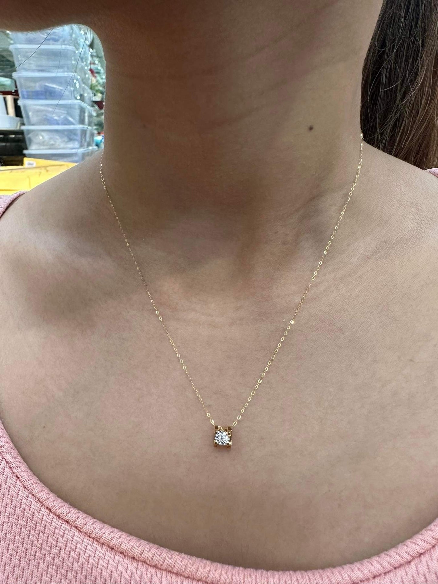 Diamond Stud Necklace with Enlarger