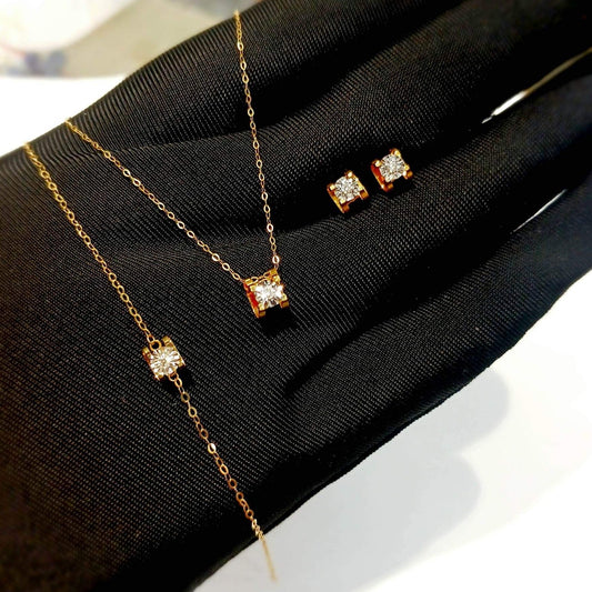 Diamond Stud Jewelry Set with Enlarger 18K Gold