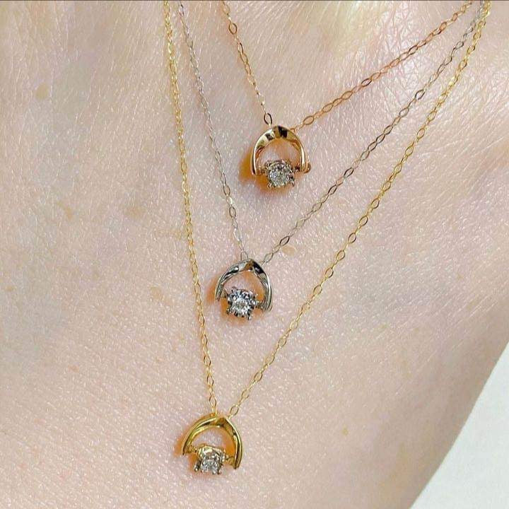 Lucky Horseshoe Diamond Stud Necklace