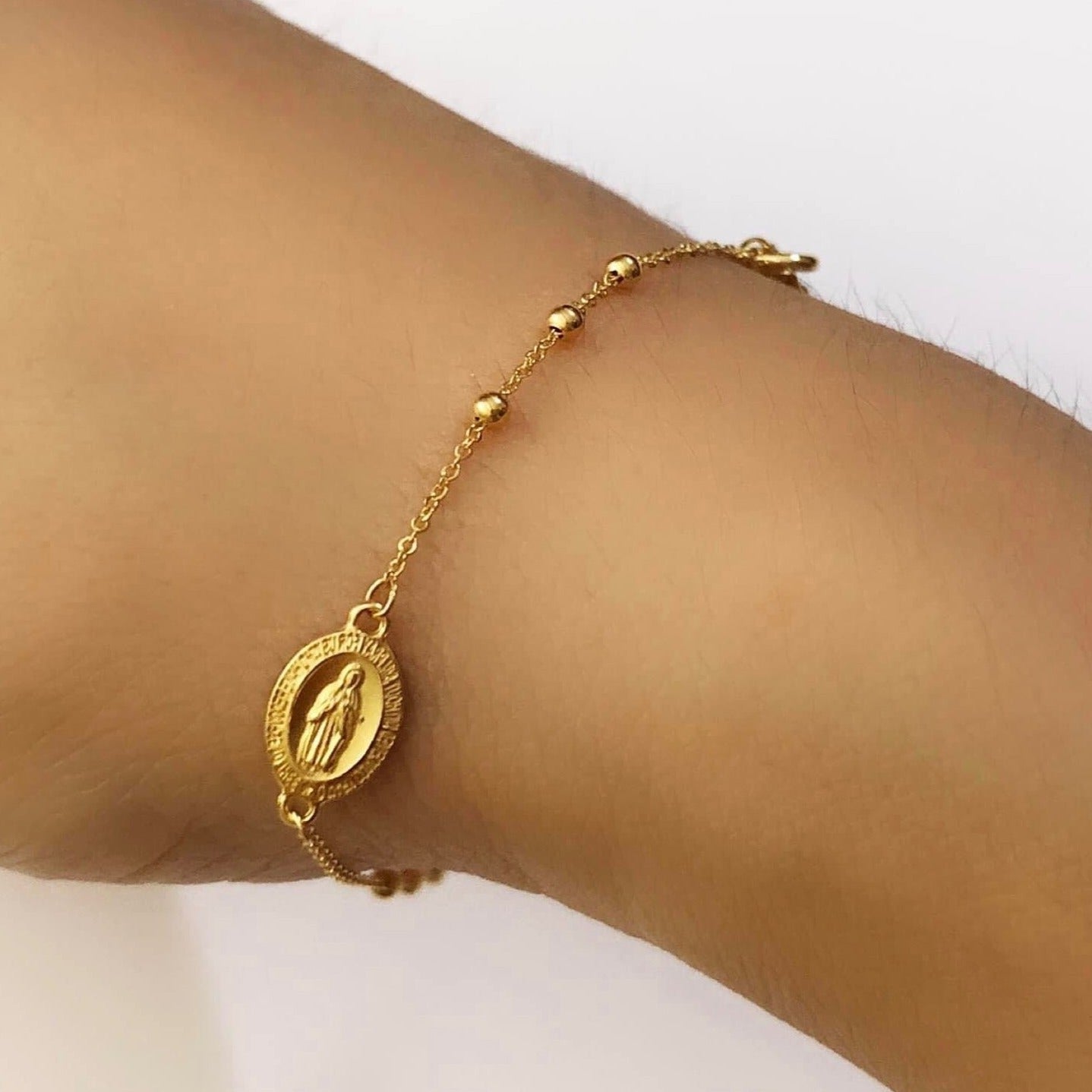 18k gold rosary deals bracelet