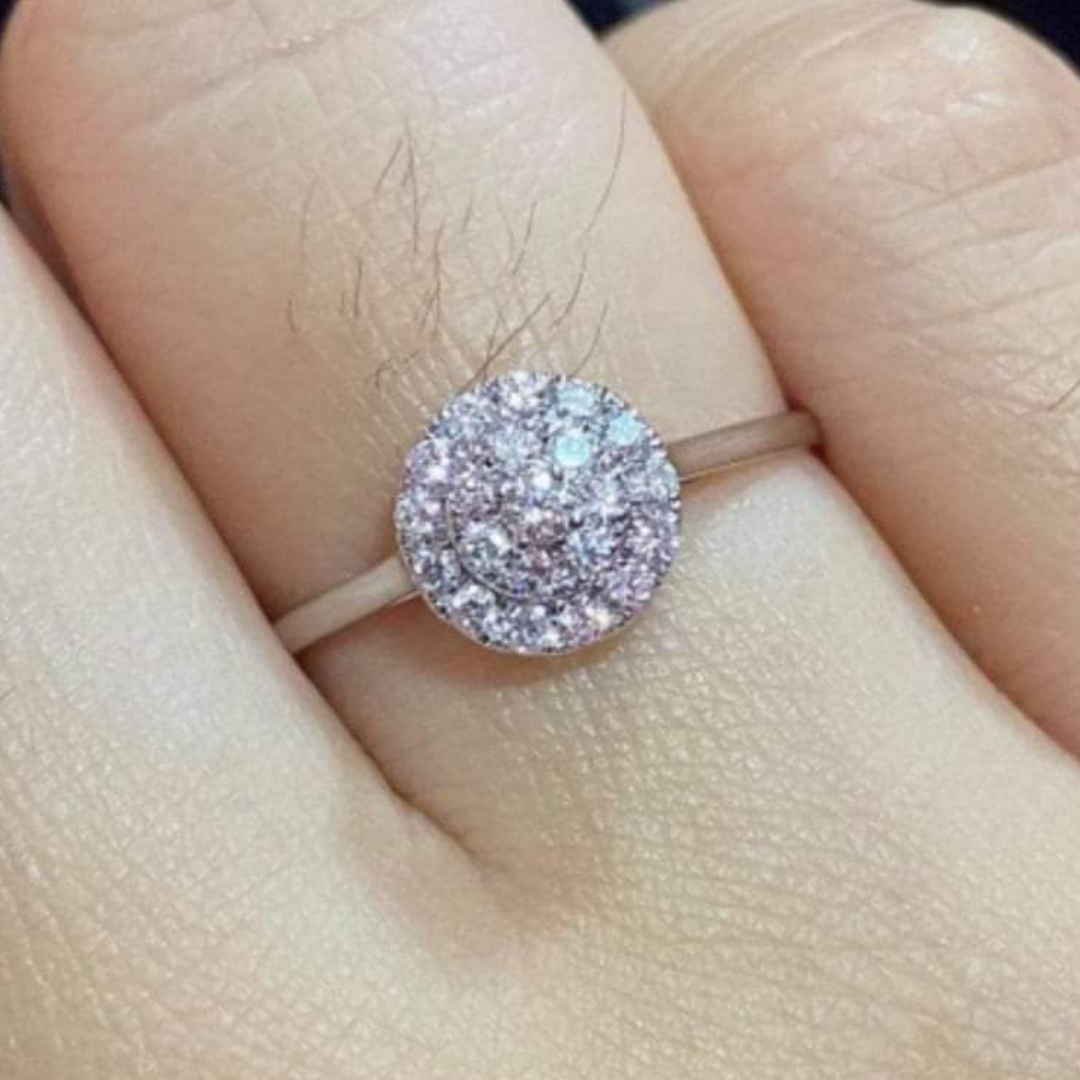 Mandy Diamond Round Illusion Engagement Ring 18K White Gold