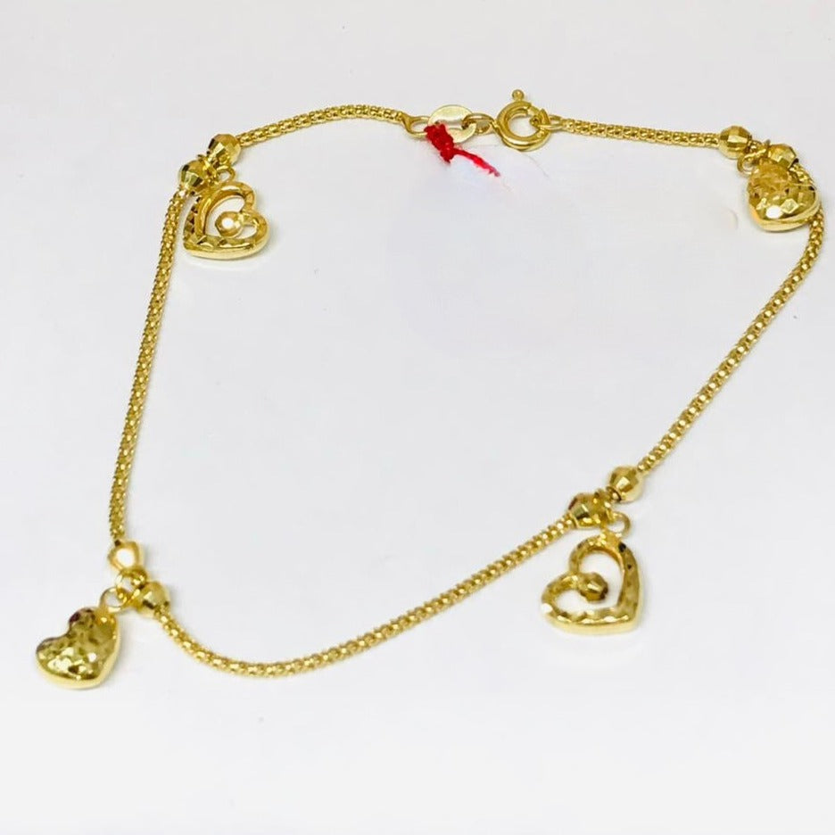 Open Solid Heart Bracelet 18K Gold