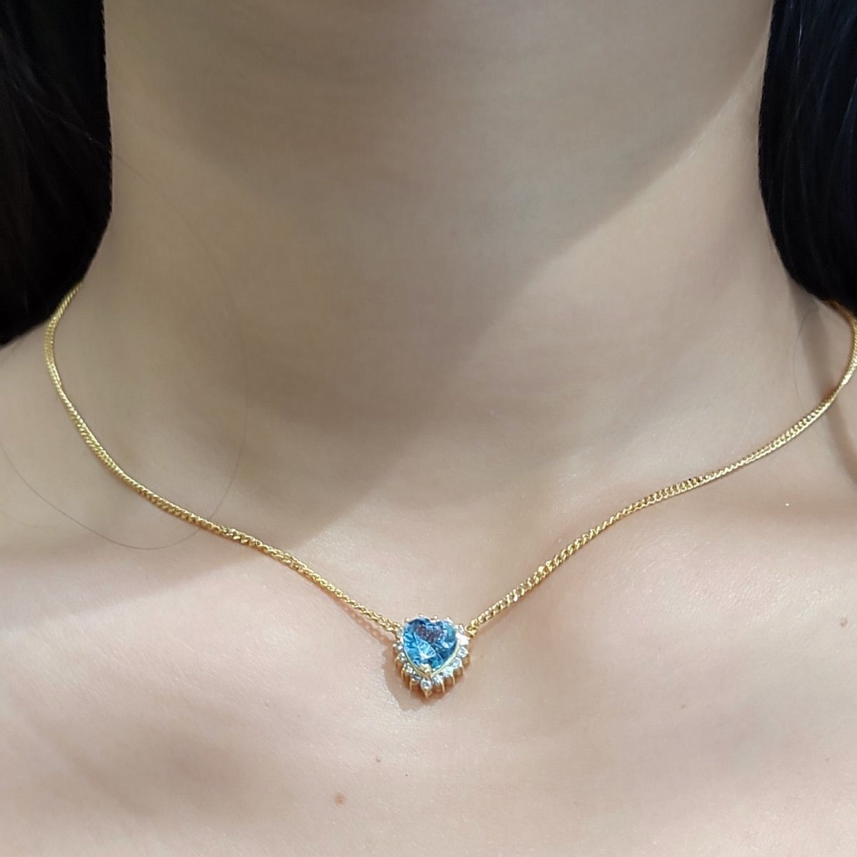 Blue Nano Heart Diamond Necklace