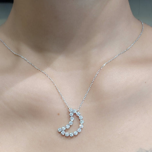 .90ct Halfmoon Diamond Necklace 14K