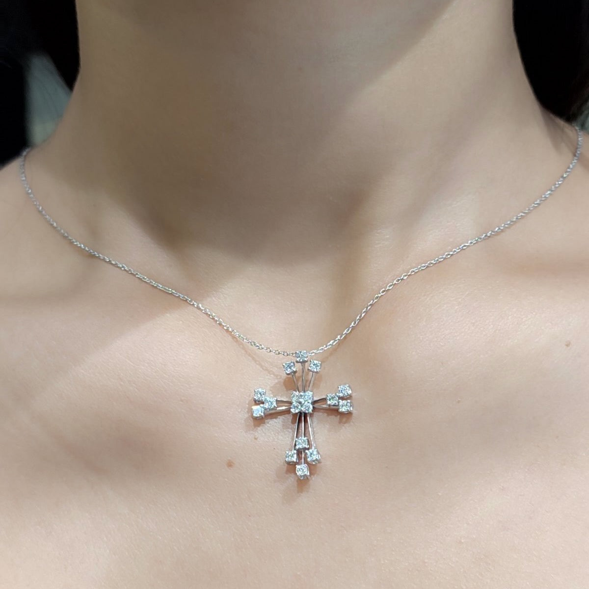 .75ct Cross Diamond Necklace