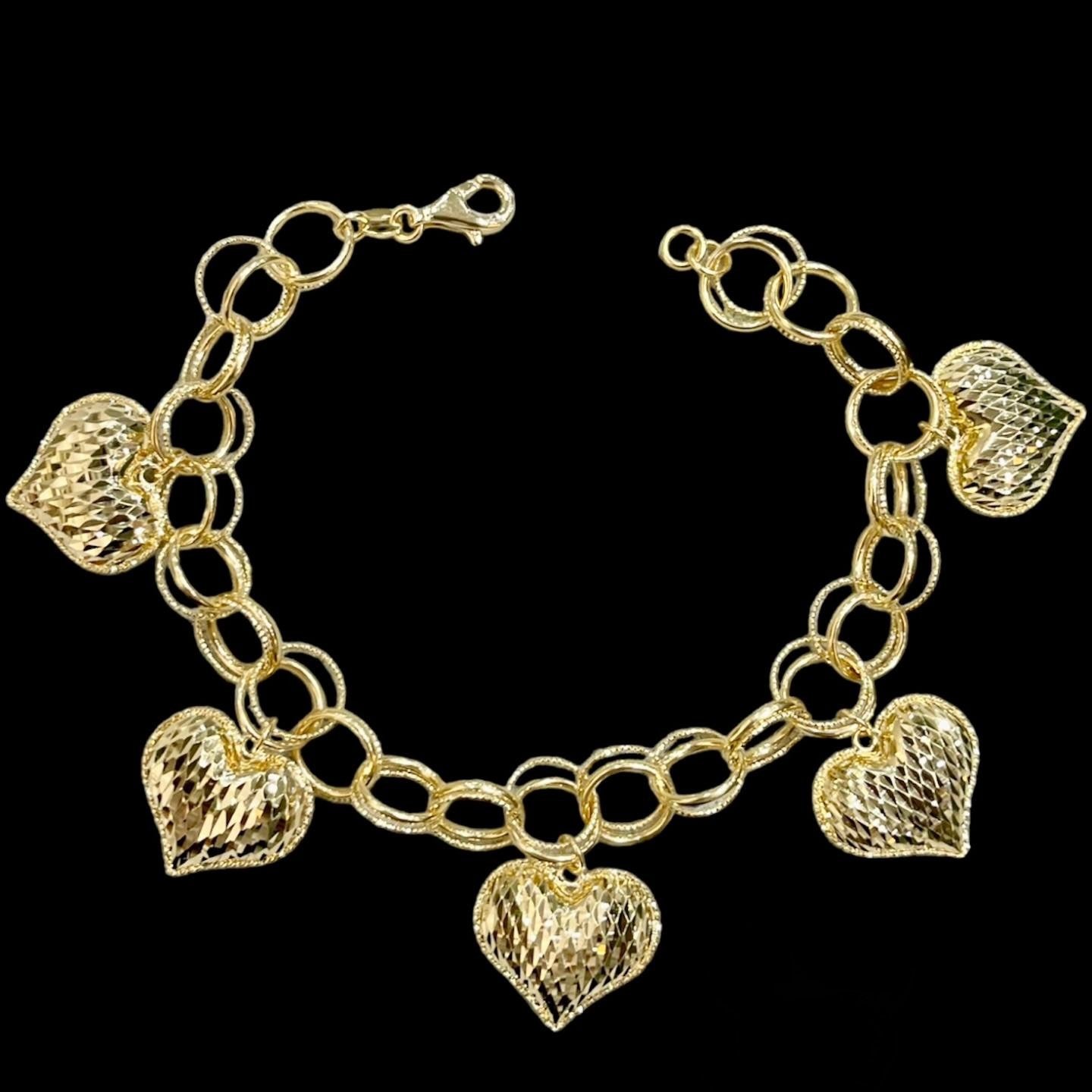 Heart Charm Bracelet 18K Gold