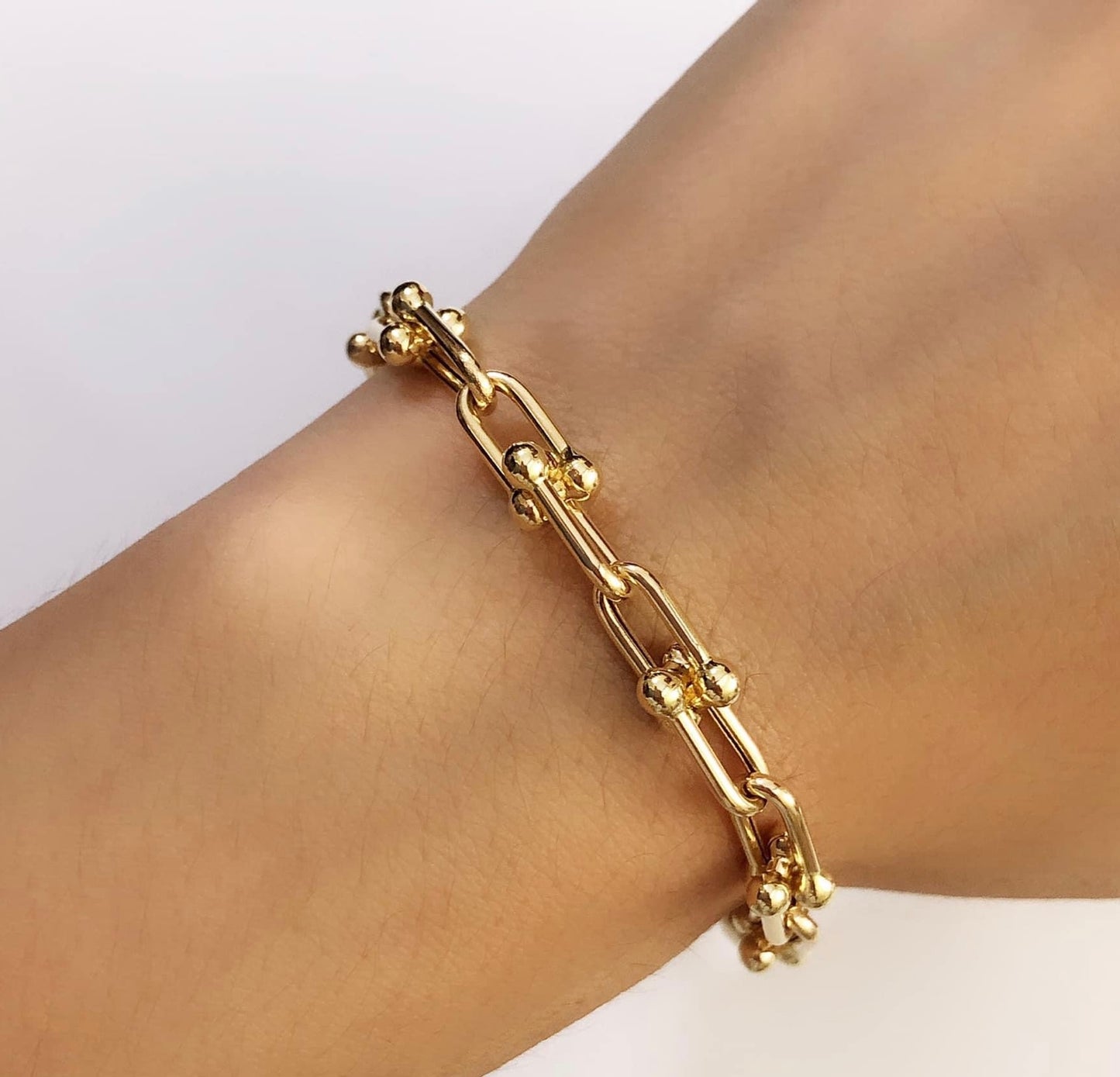 Designer Link Chain Bracelet 18K Gold