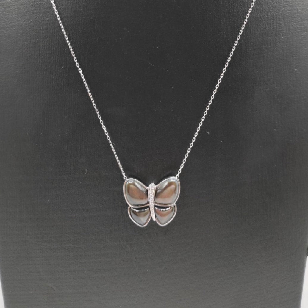 9ct Cabuchon Black Butterfly Necklace