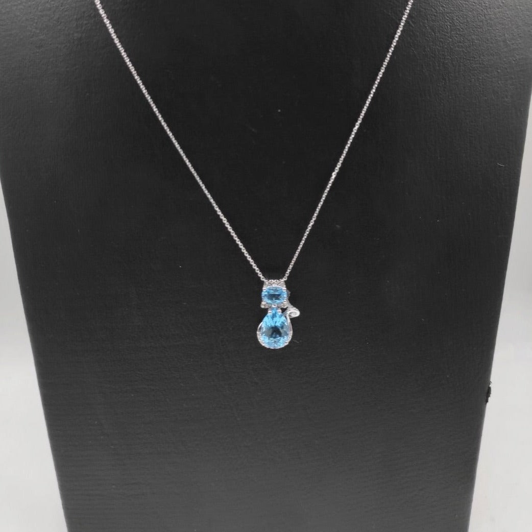 4.4ct Blue Gem Cat Necklace