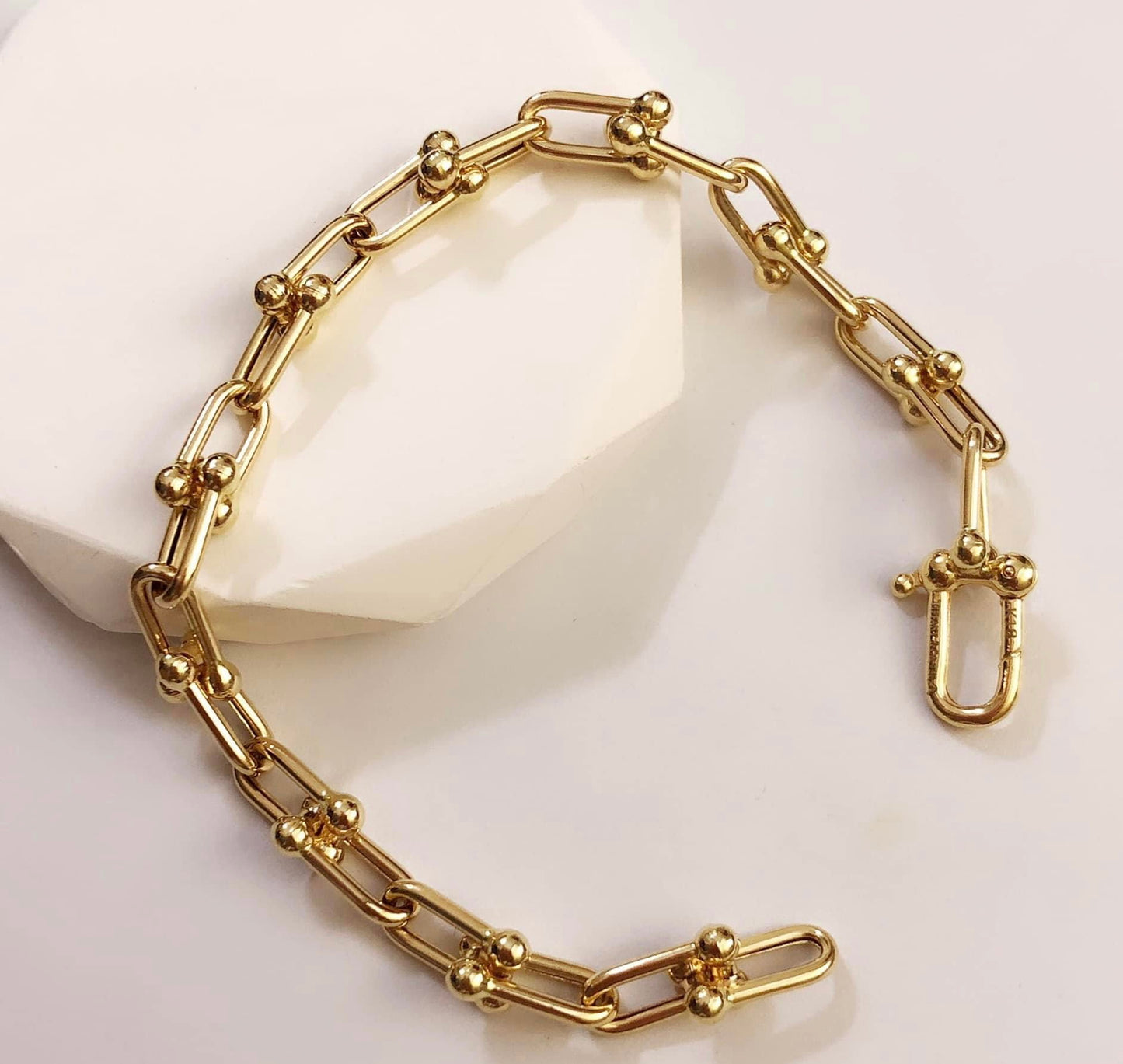 Designer Link Chain Bracelet 18K Gold