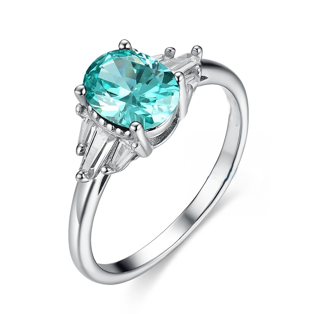 Mint Sapphire Paraiba Tourmaline Engagement/Women's Ring 925 Silver