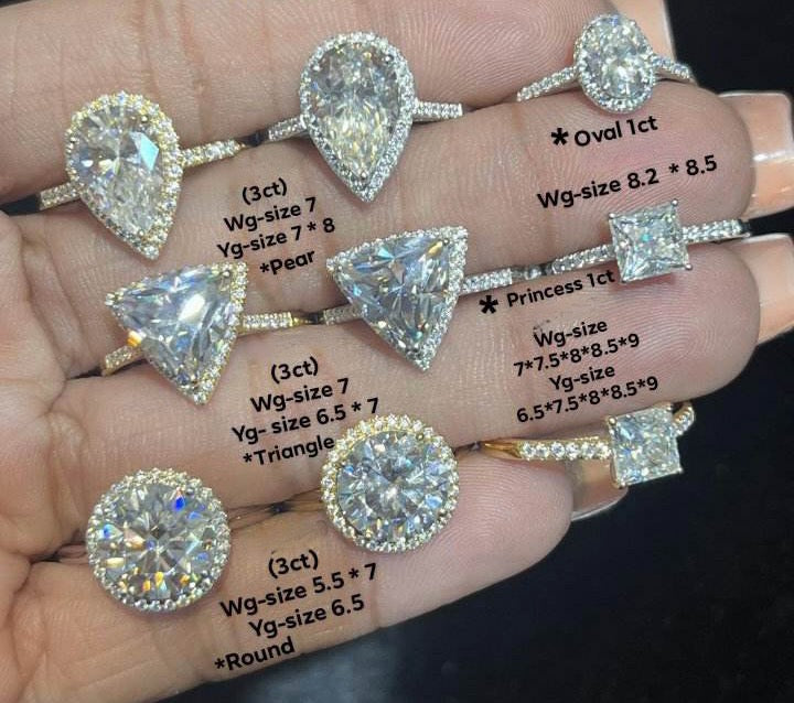 3ct Moissanite Engagement Ring 18K Gold - Main Image