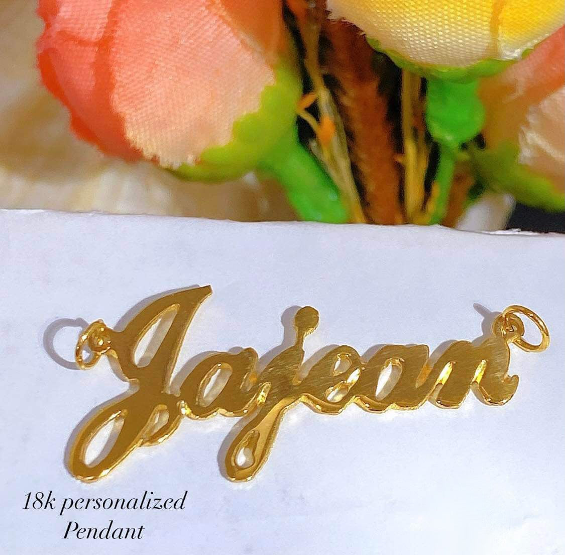 Name Pendant Necklace Script Personalized 18K Gold