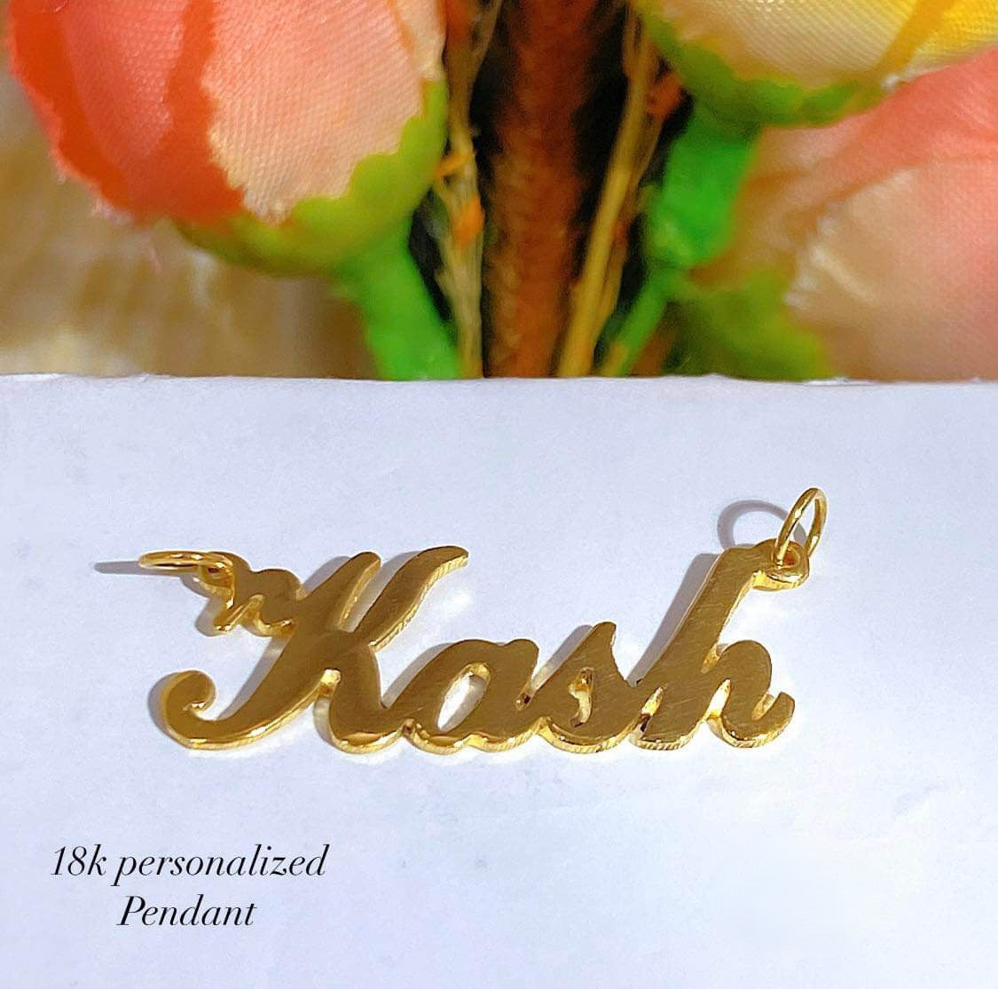 Name Pendant Necklace Script Personalized 18K Gold