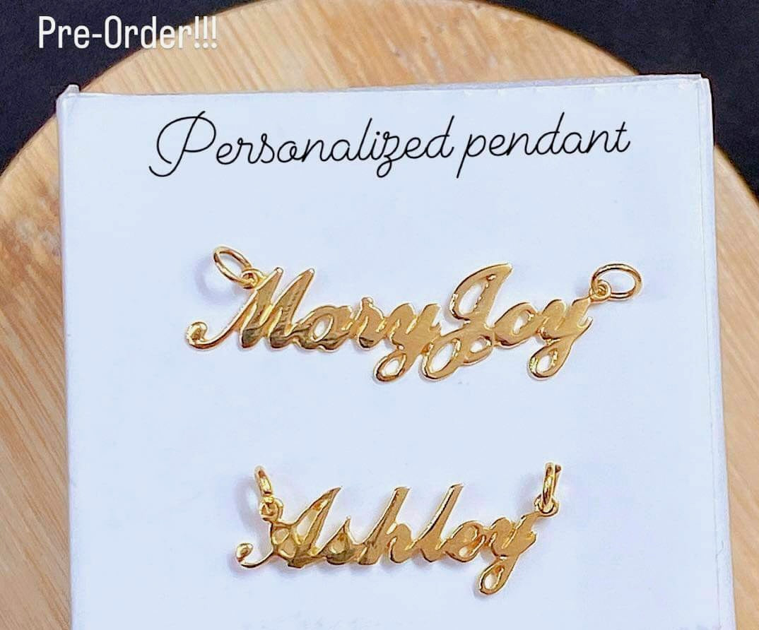 Name Pendant Necklace Script Personalized 18K Gold