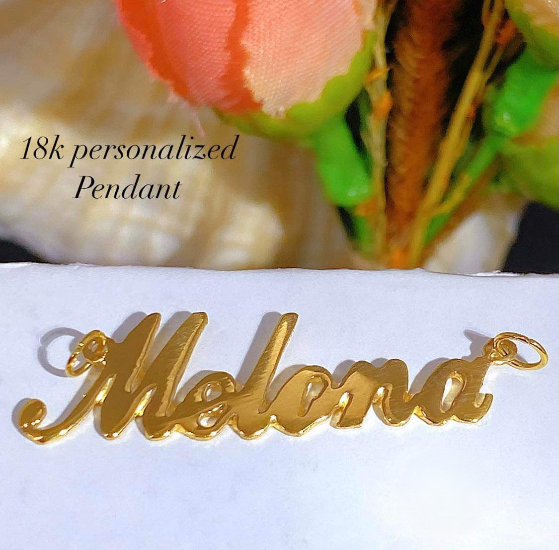 Name Pendant Necklace Script Personalized 18K Gold