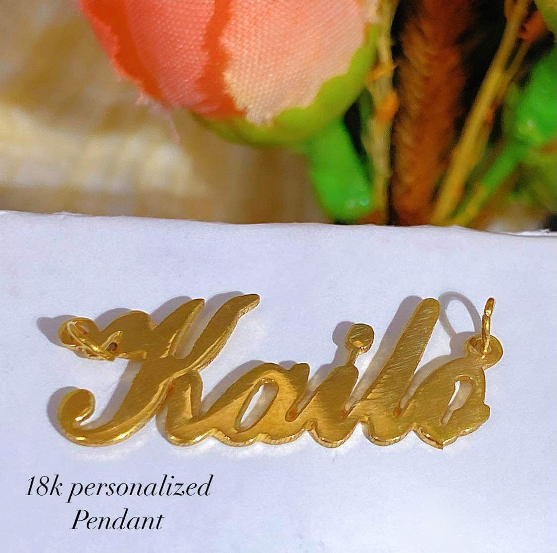 Name Pendant Necklace Script Personalized 18K Gold