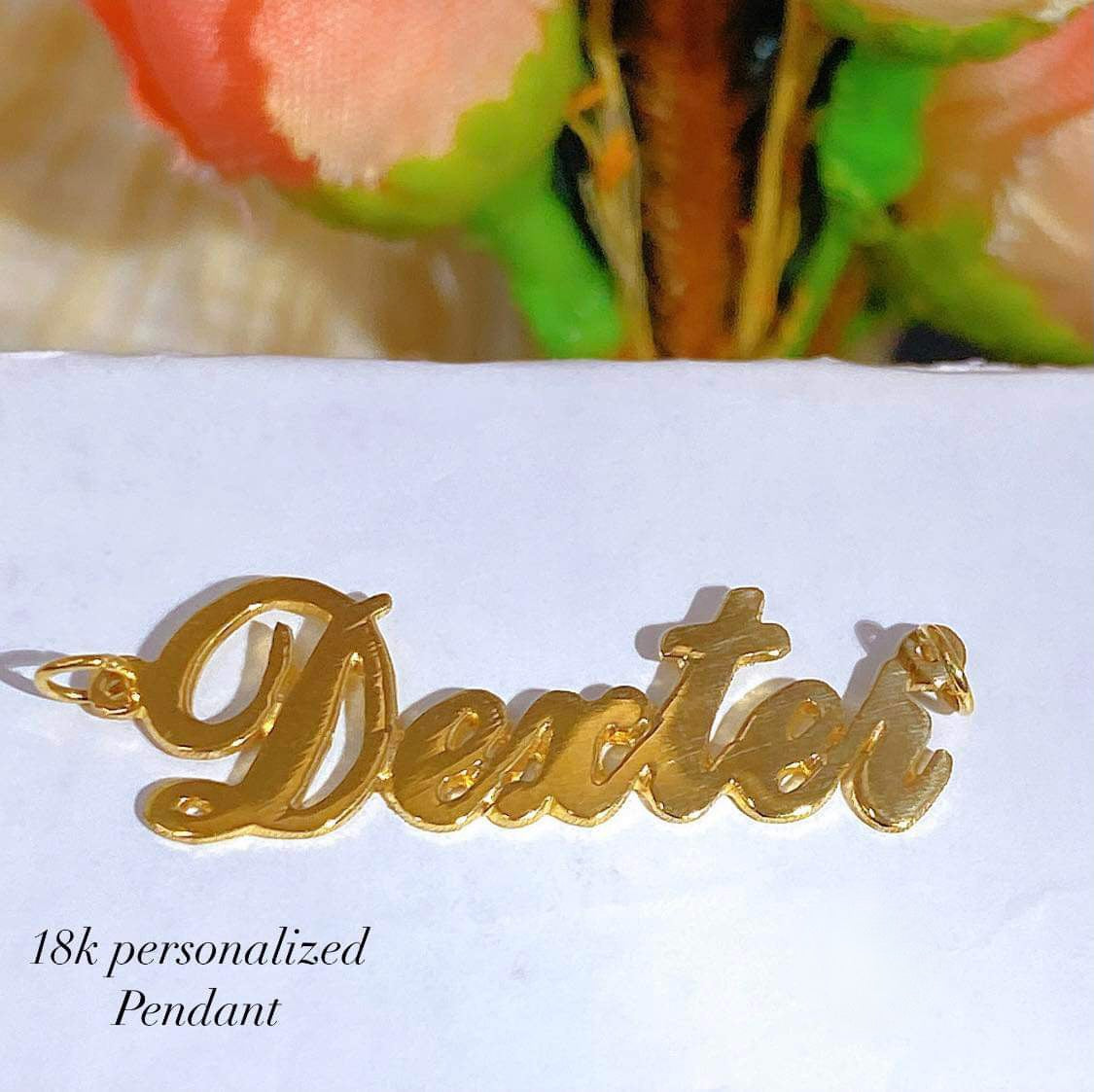 Name Pendant Necklace Script Personalized 18K Gold