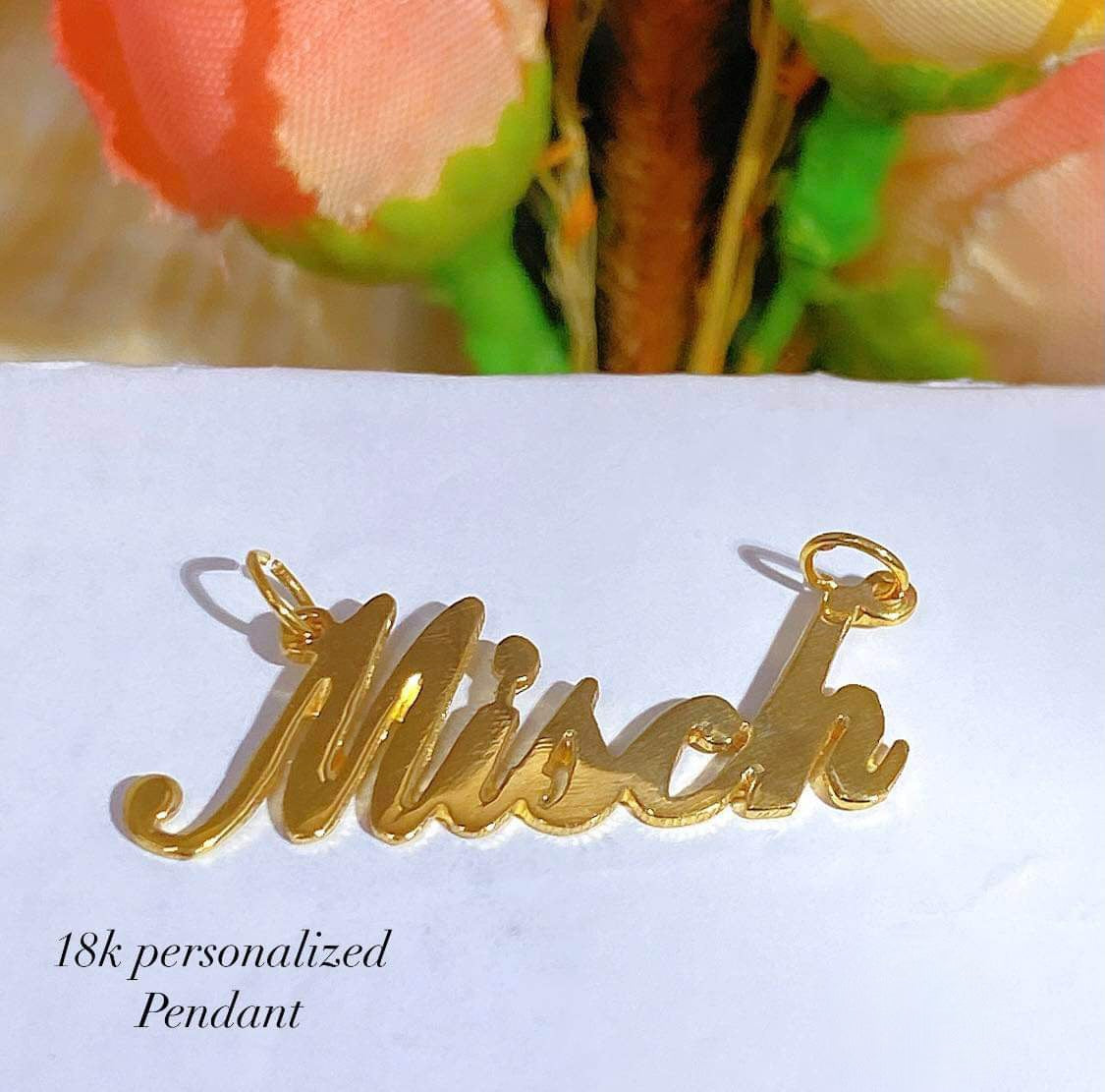 Name Pendant Necklace Script Personalized 18K Gold