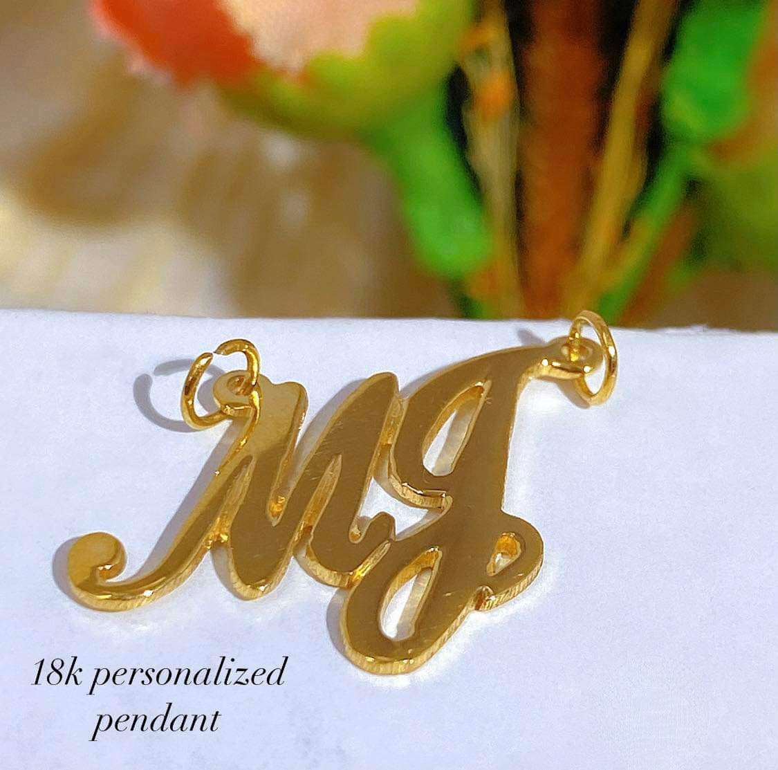 Name Pendant Necklace Script Personalized 18K Gold