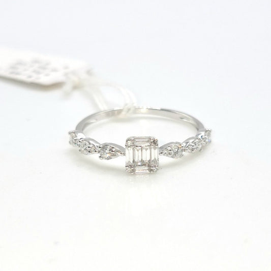 .34ctw Emerald Illusion Diamond Engagement Ring 14K White Gold