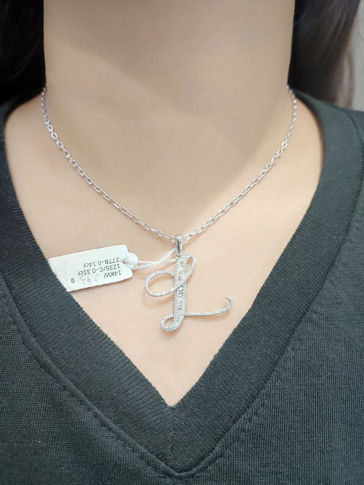 L Diamond Letter L Diamond Pendant 14K – ZNZ Jewelry Affordagold