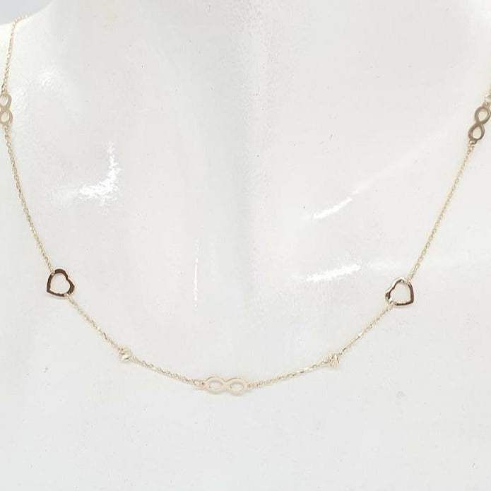 Infinity Heart Station Necklace 18K