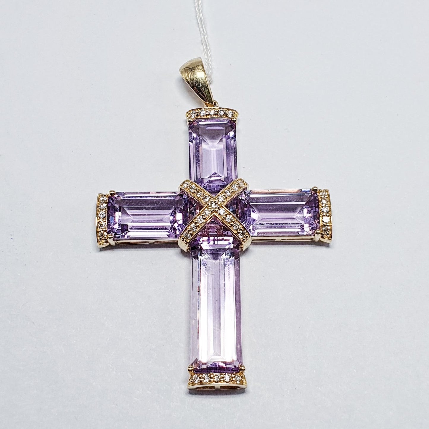 Amethyst Diamond Cross Pendant