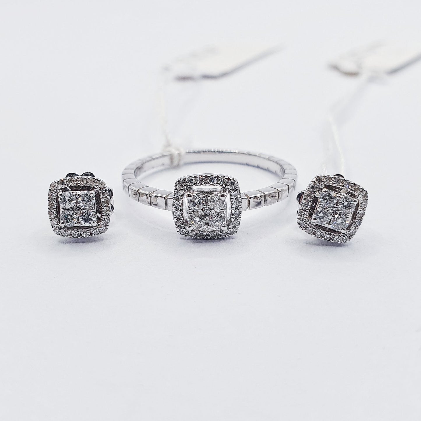 .35ctw Square Halo Diamond Jewelry Set 14K Gold