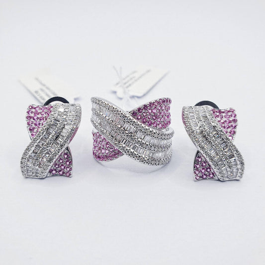 1.7ctw Pink Overlap Diamond Jewelry Set 14K Gold