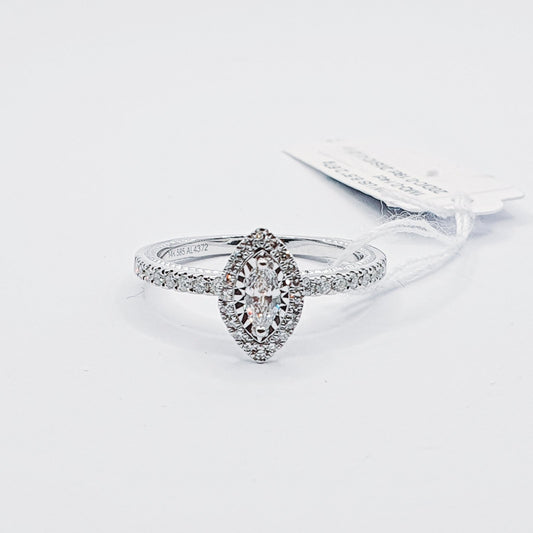 Marquise Illusion Halo Diamond Engagement Ring