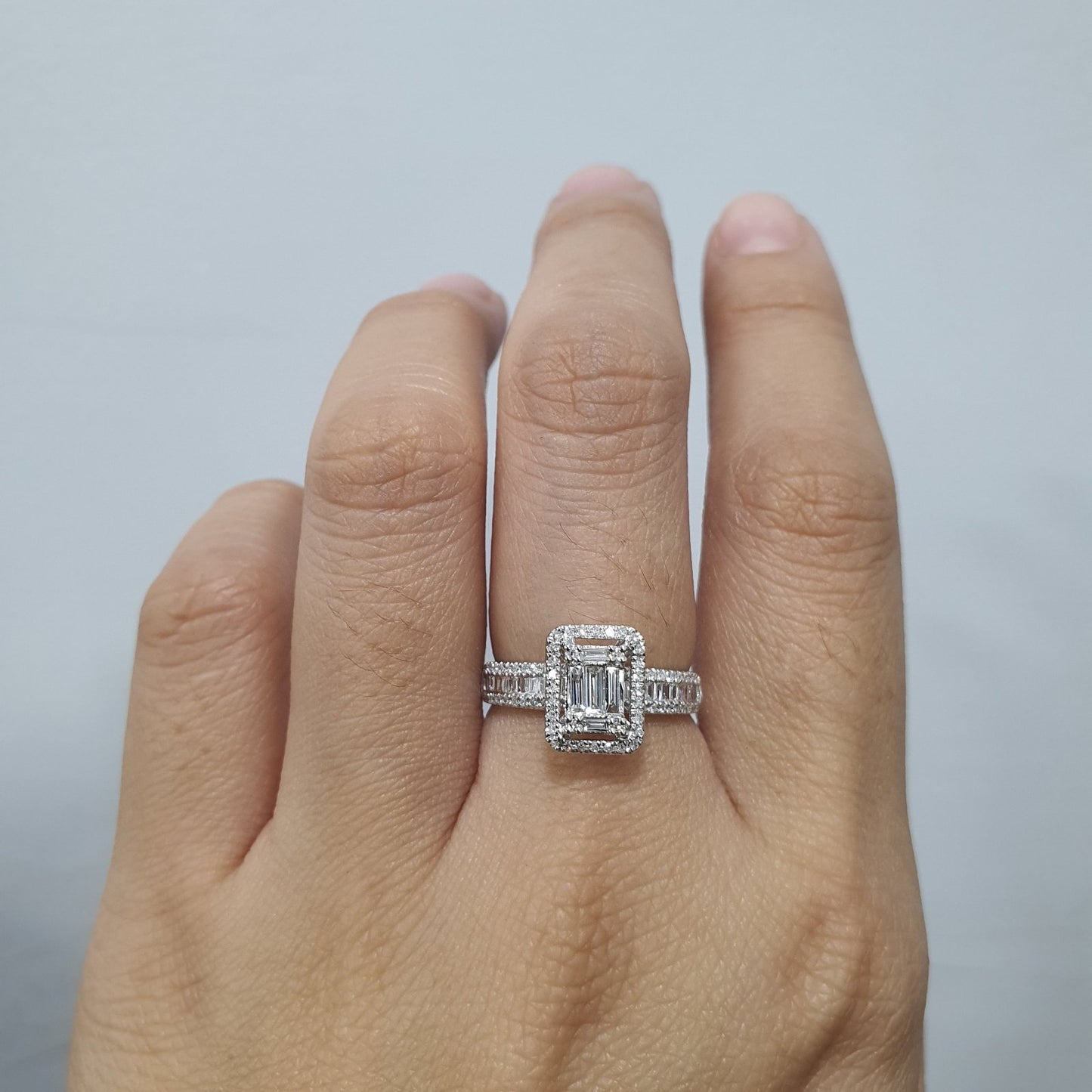 Milady Emerald Diamond Paved Engagement Ring 14K Gold