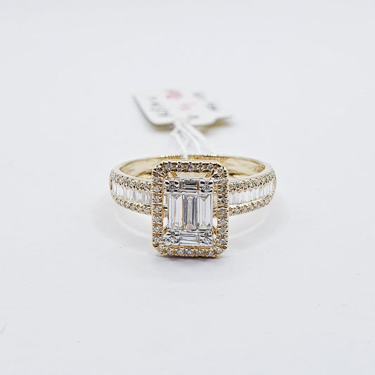 Milady Emerald Diamond Paved Engagement Ring 14K Gold