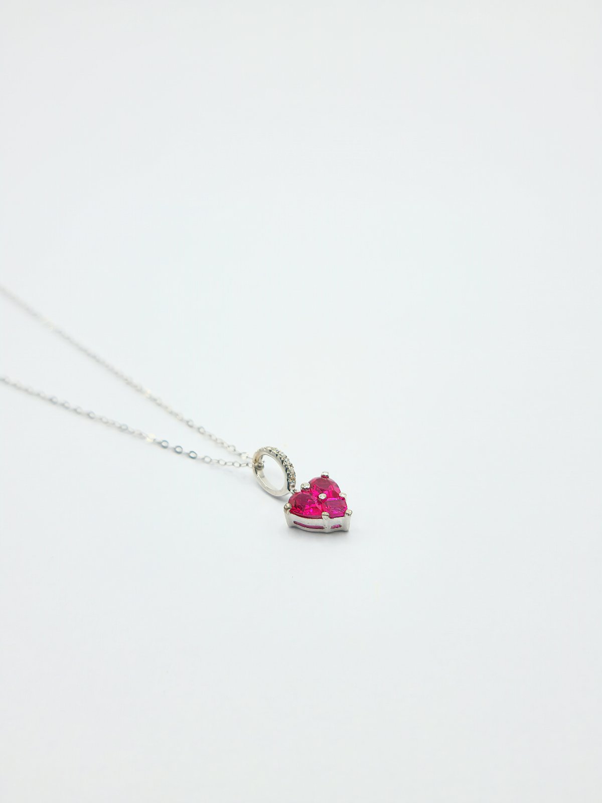 Heart Ruby Diamond Necklace 18K