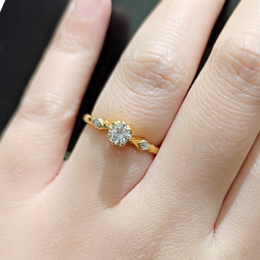 0.25ct Diamond Engagement Ring with Two Sides 18K Yellow Gold