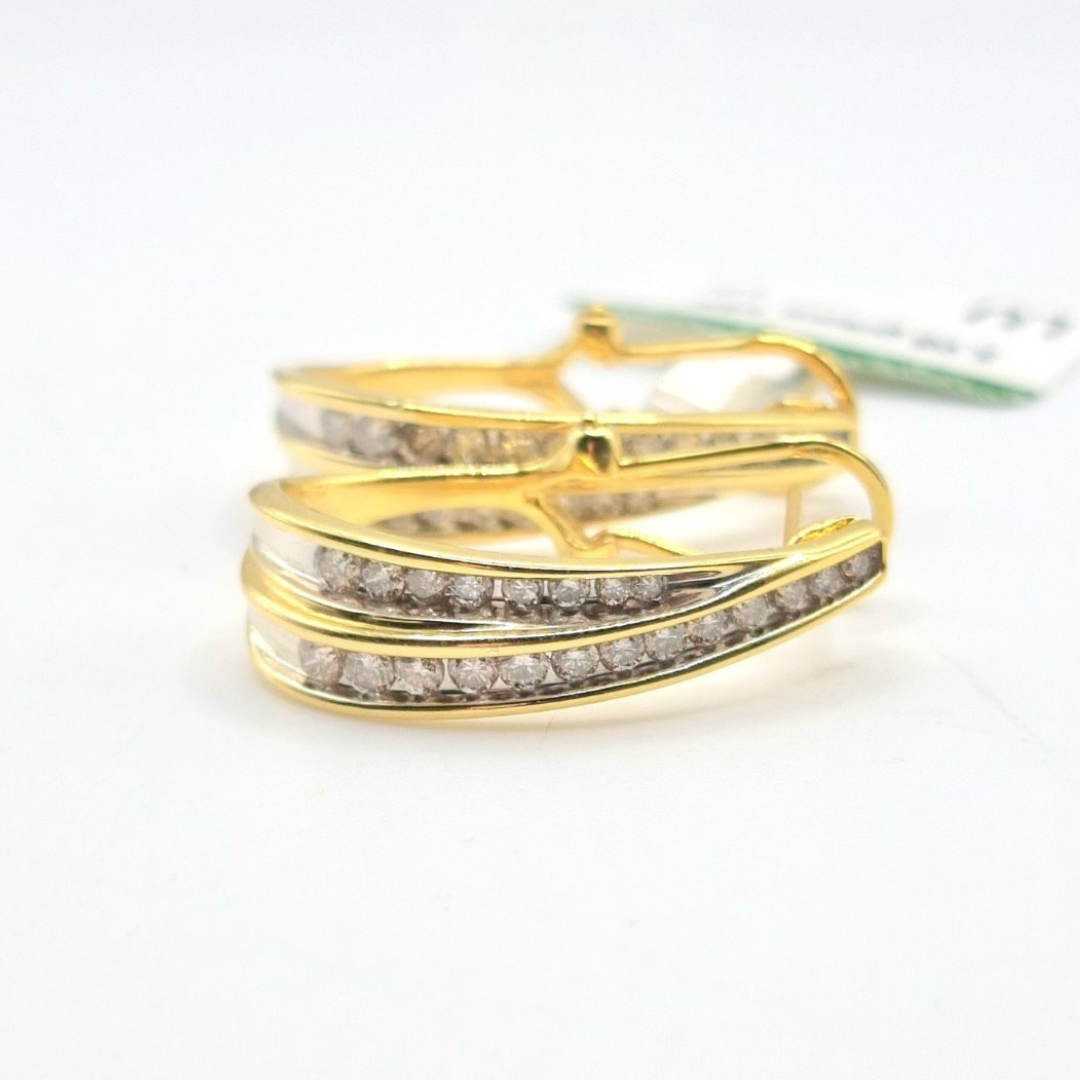 1.0 CT Merging Hoops Diamond Earrings 14K Yellow Gold
