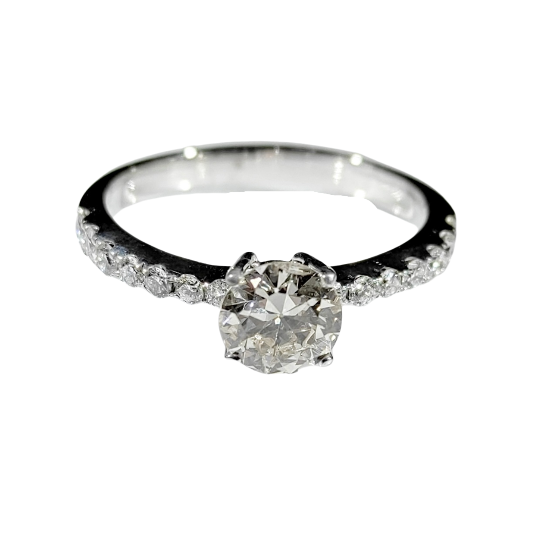 1.0ctw Round Diamond Engagement Ring 14K White Gold