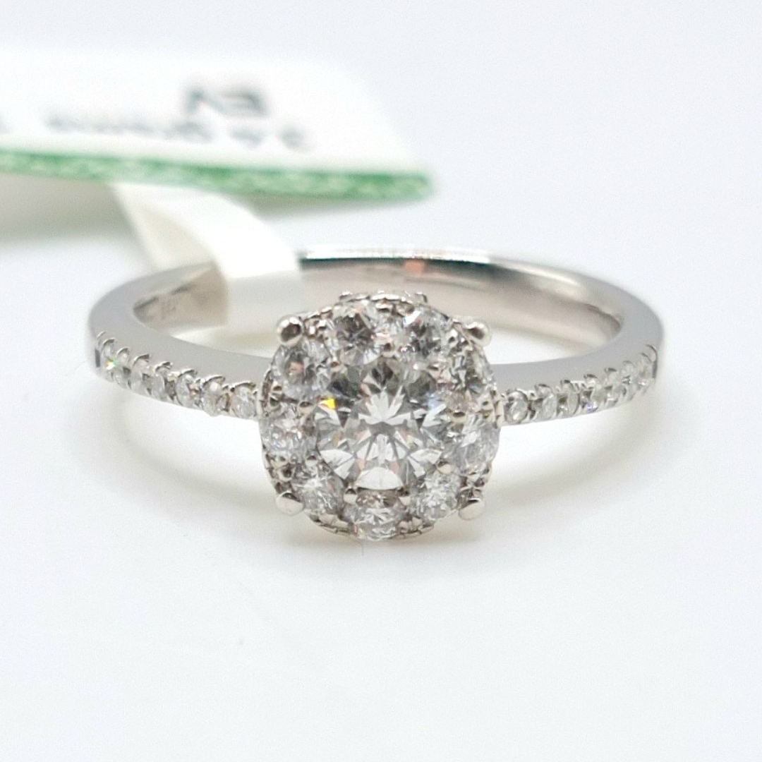 1.0ctw Round Illusion Halo Diamond Engagement Ring with Paved Band