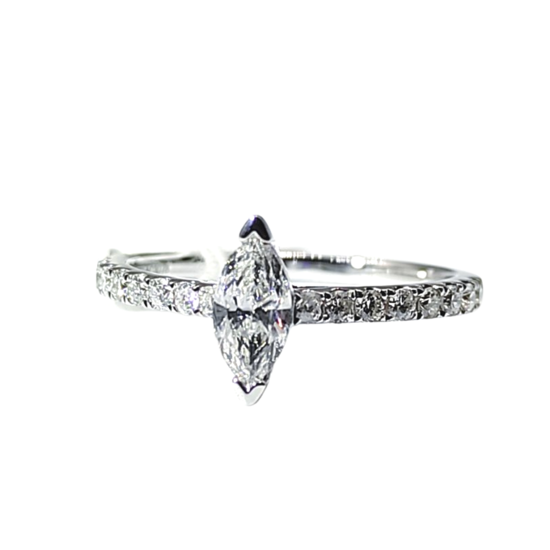 1.3ctw Marquis Diamond Engagement Ring 14K White Gold