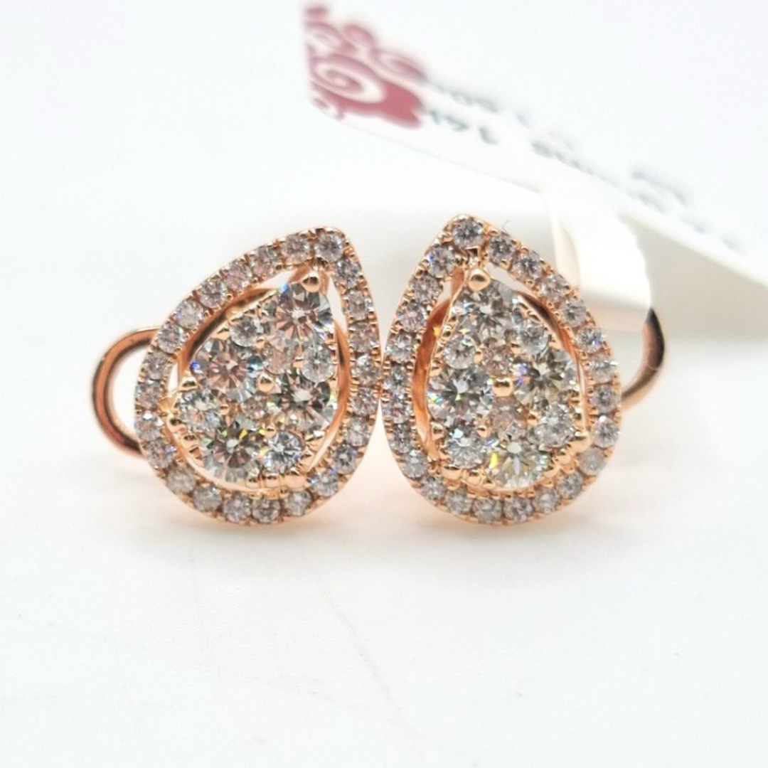 1.50 CT Pear Illusion Diamond Earrings 14K Rose Gold
