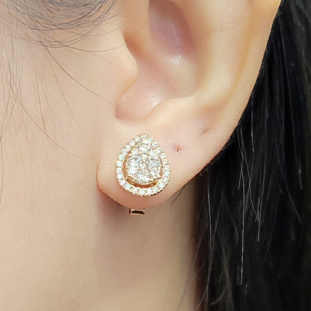 1.50 CT Pear Illusion Diamond Earrings 14K Rose Gold