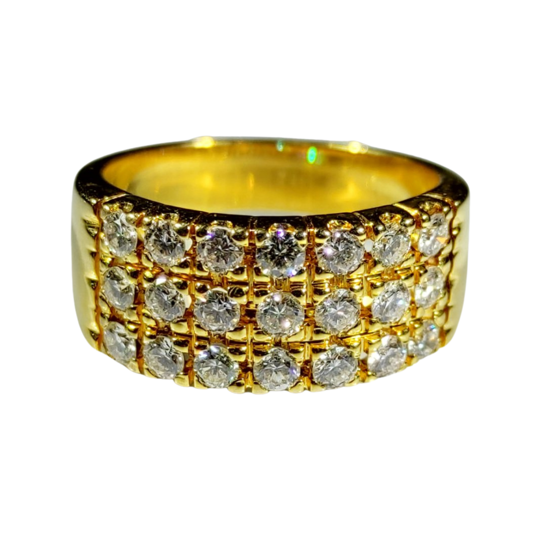 1.5ctw Three Layer Diamond Men's Ring 14K Gold