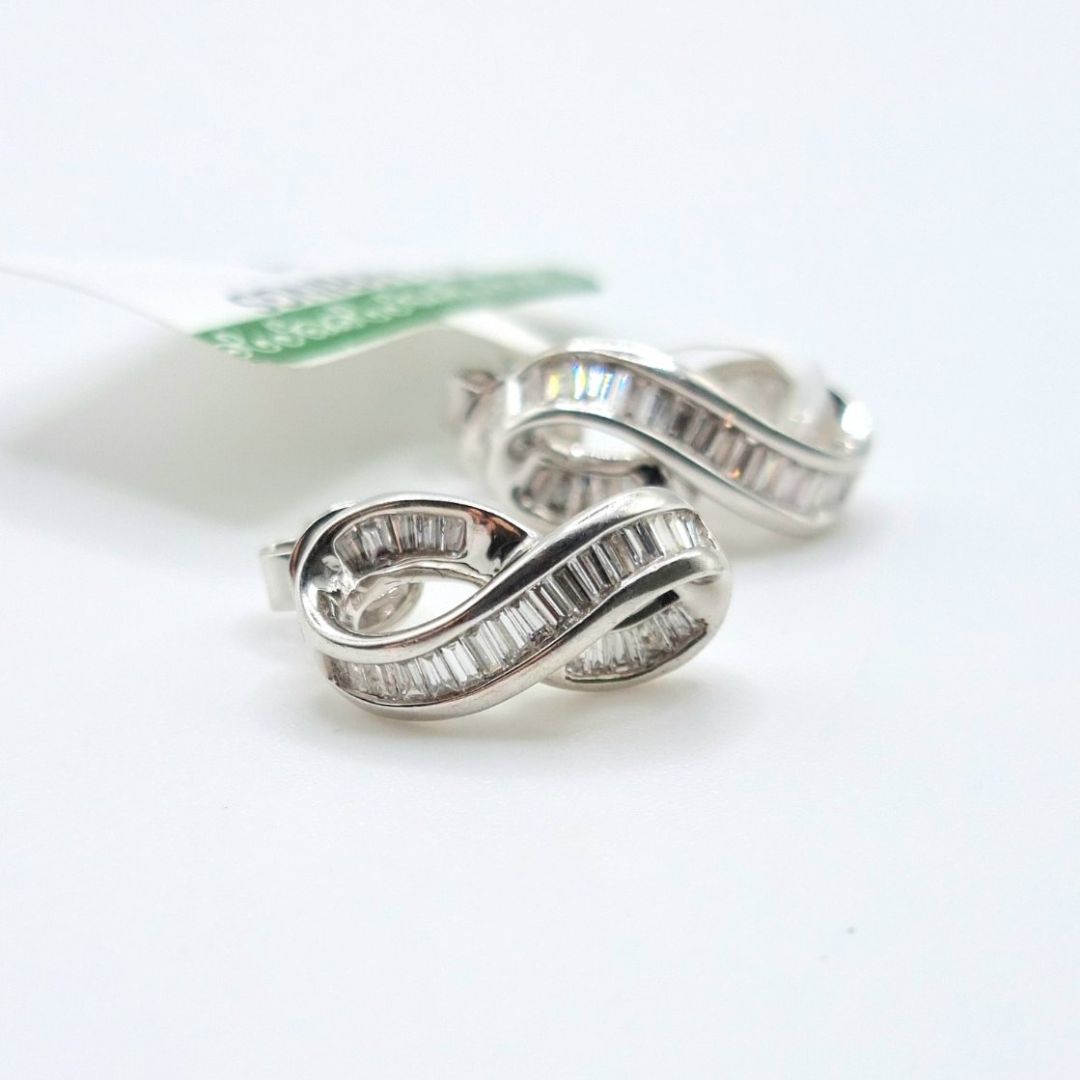 .30 CT Infinity Baguette Diamond Earrings 18K White Gold