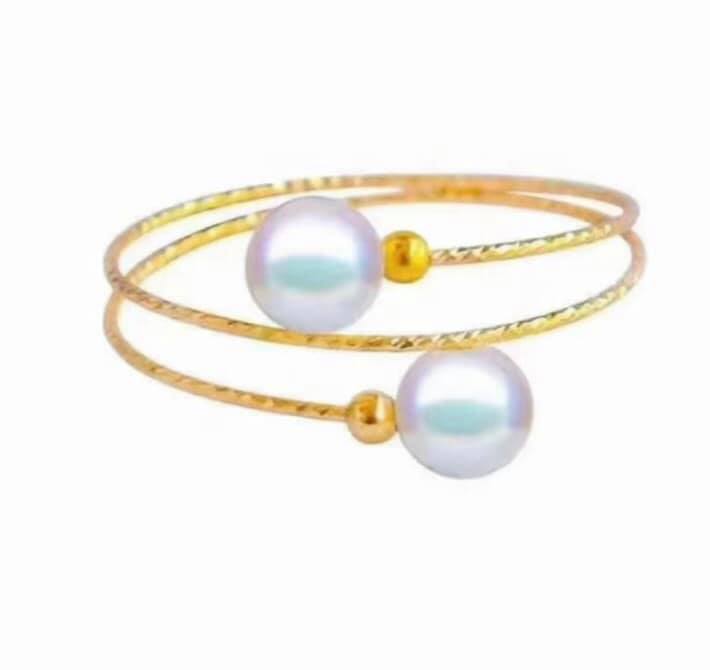 Double Pearl Ring Twist 18K Gold
