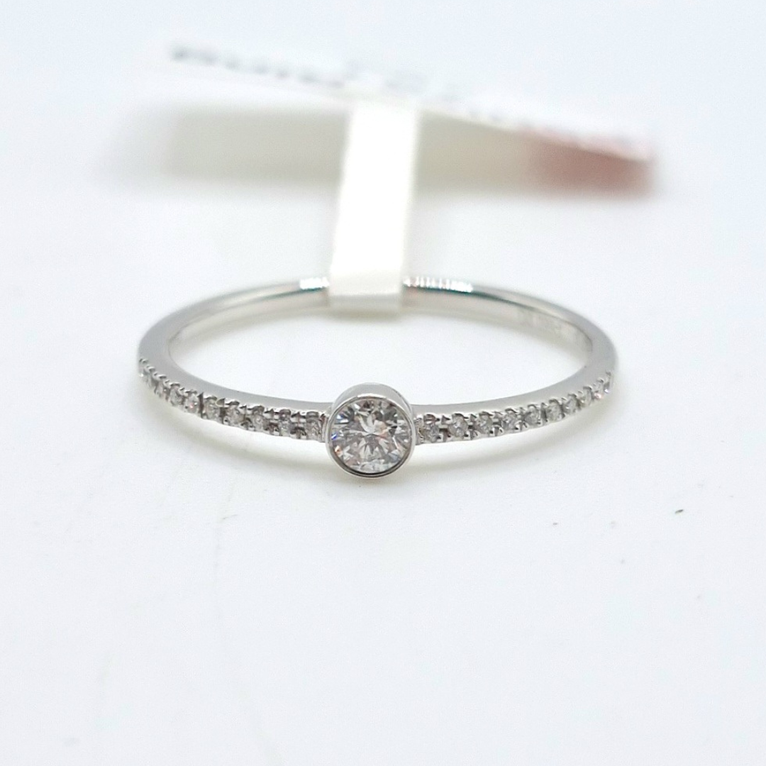 .14ctw Diamond Bezel Paved 18K White Gold Promise Ring/Engagement Ring/ Women's Ring