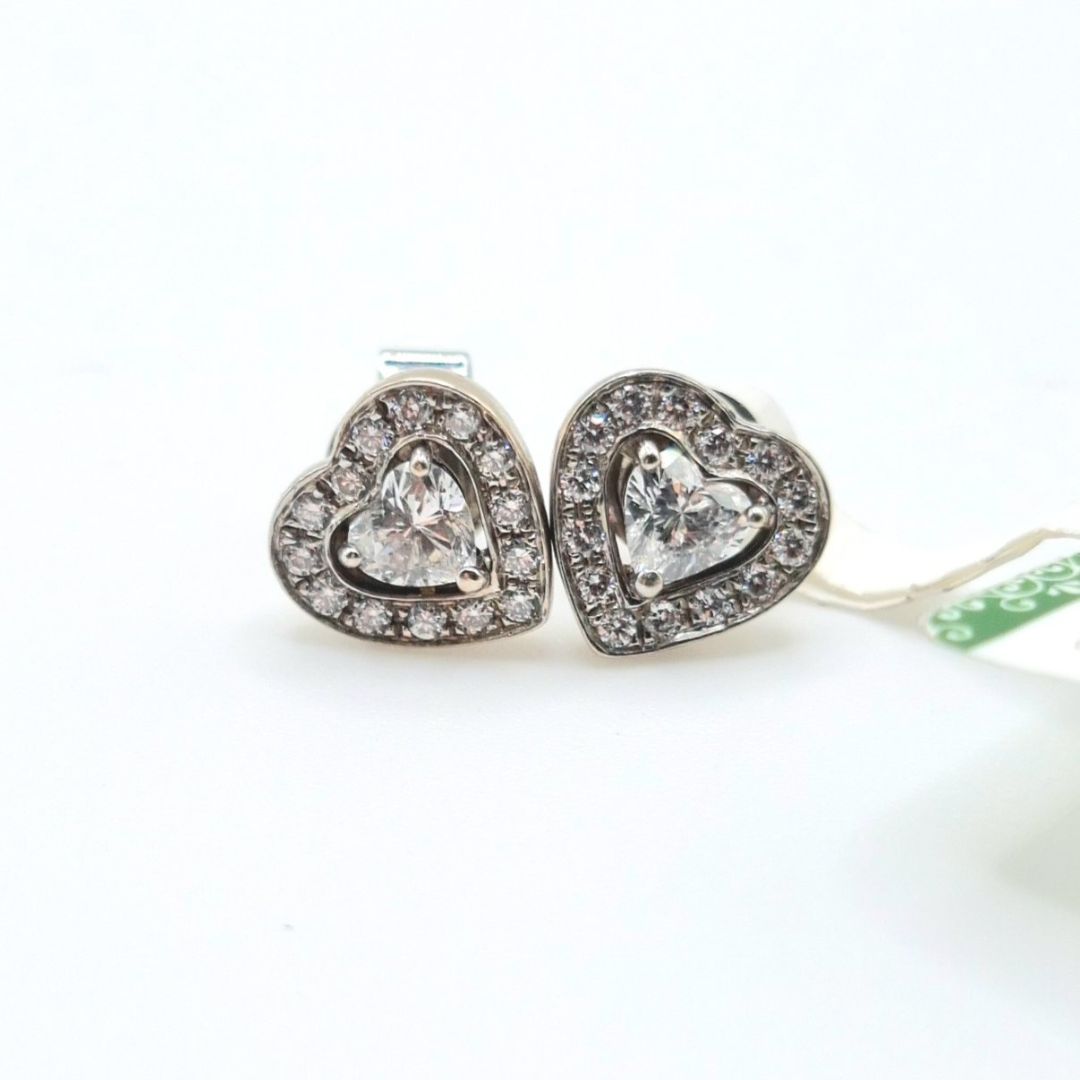 1.80 CT Diamond Heart Halo Earrings 14K White Gold